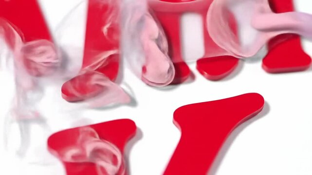 Colorful smoke swirling around a red shape