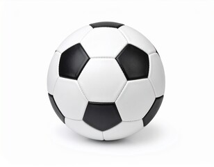 Obraz premium Clean white background showcases a glossy black-and-white soccer ball with sharp edges