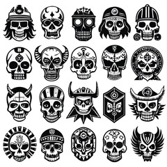 Fototapeta premium design a collection of vintage style black and white skull