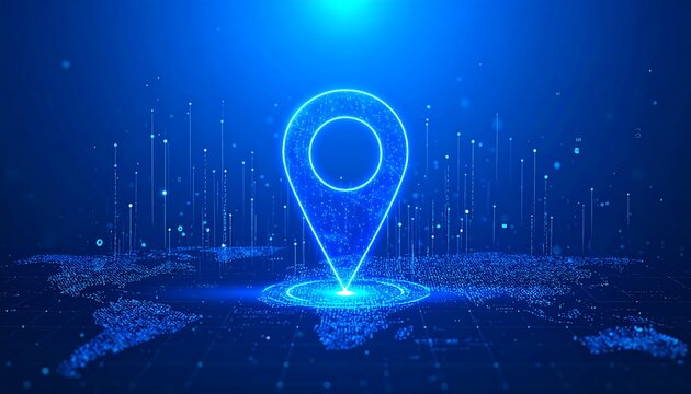 Glow map marker on digital globe