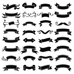 design a set of elegant black and white ribbon