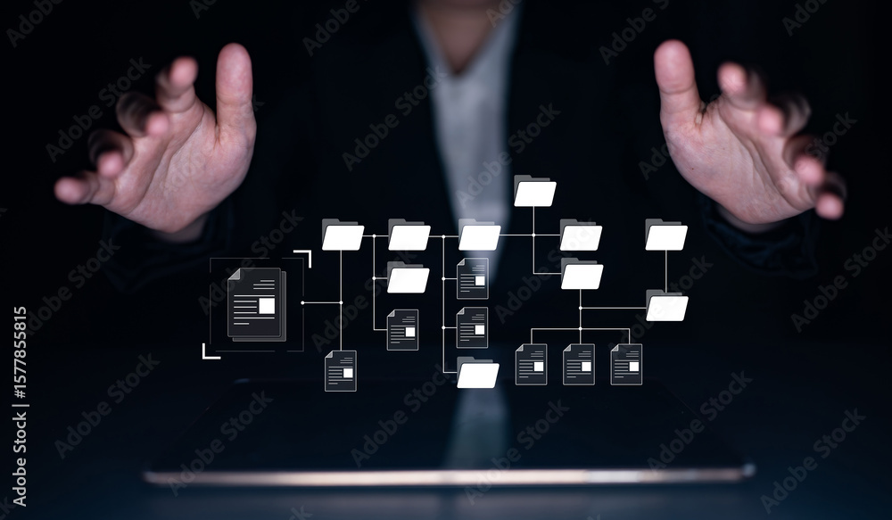 Poster digital file structure showing folder organization, file hierarchy, and document arrangement. file s