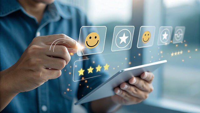 Businessman holding a digital tablet displaying social network icons