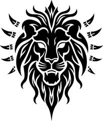 Fototapeta premium Majestic Lion Head Tribal Tattoo | Vector Silhouette Design