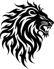 Fototapeta premium Majestic Lion Head Tribal Tattoo | Vector Silhouette Design