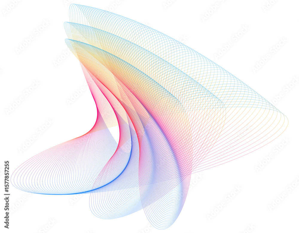 Poster design elements color. wave of many sparkling lines. abstract circle glow wavy shape on white backgr