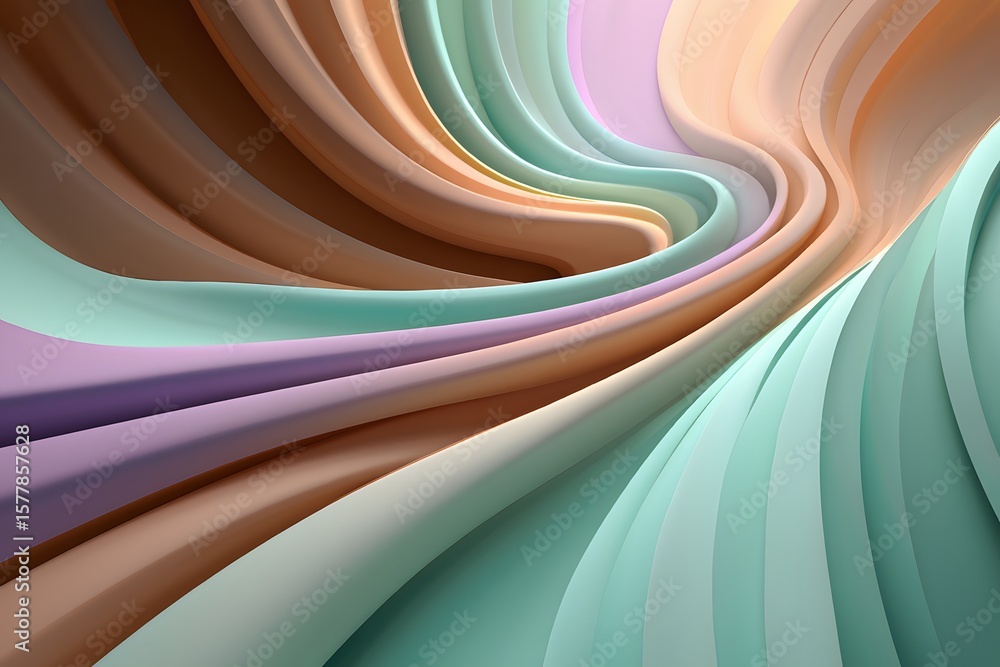 Poster abstract ribbon flow - serene color gradient background