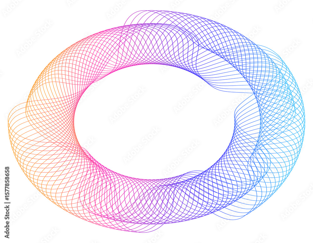 Aufkleber spirals design elements. wave of many lines circle ring. abstract vertical wavy stripes on white bac