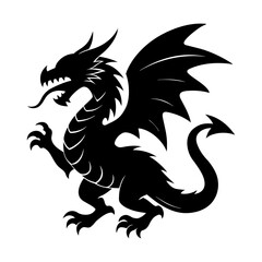 Fierce mythical creature dragon illustration winged beast art silhouette