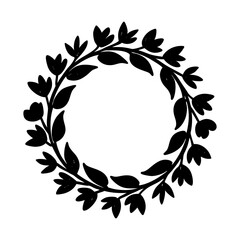Floral wreath foliage design flower element nature graphic art silhouette