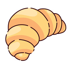 Vector illustration of a freshly baked croissant. Delicious and bright pastries. Menu design, posters, postcards