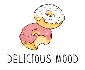 Bright minimalistic postcards with sweet pastries 