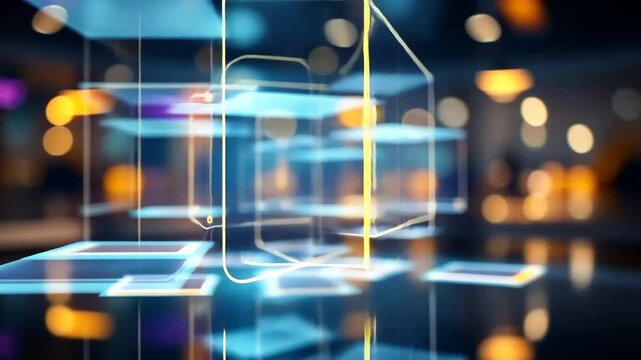 Glowing blue digital wave with neon grid in cyberspace background