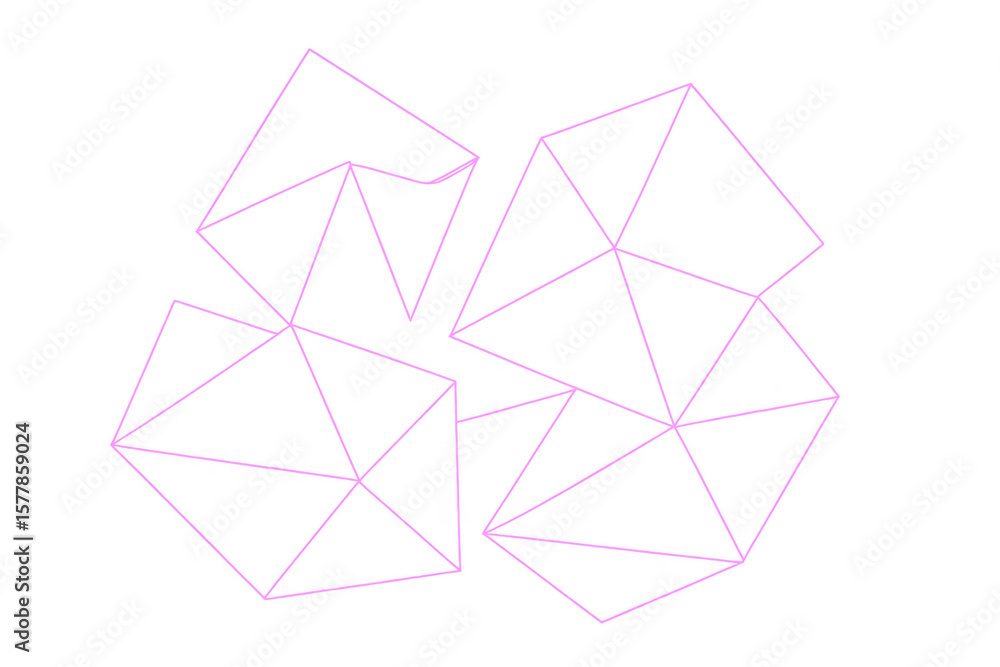 Aufkleber Interconnected pink lines form geometric shapes on a transparent background, creating a modern and abstract design