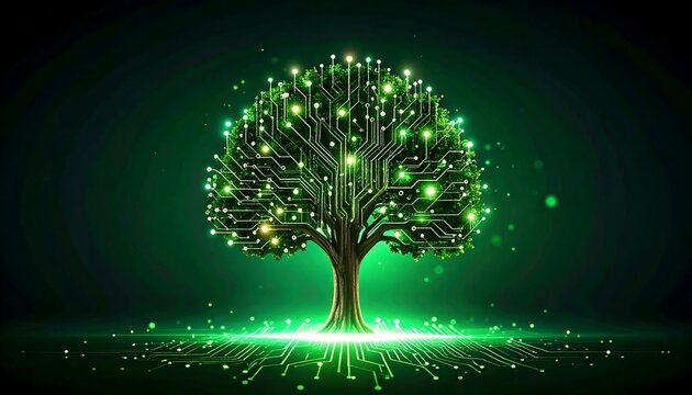 Glowing circuit board tree