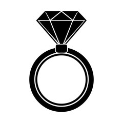 Elegant diamond ring jewelry wedding engagement celebration icon silhouette