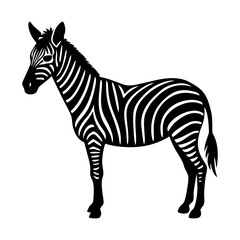 Standing zebra animal safari wildlife mammal stripes zoo art silhouette