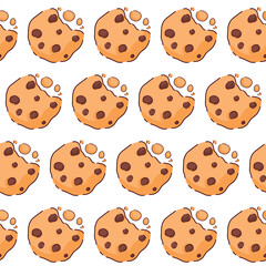 Bright seamless pattern with sweet pastries. Doodle stickers. For textiles, brand, clothing, wallpaper. Kitchen design, restaurants and menus