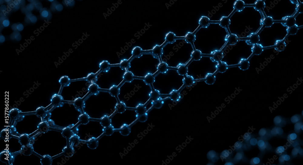 Aufkleber close up of a blue molecular structure with a dark background showing its complex arrangement