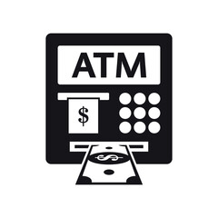 ATM vector icon, Insert cash or receive money from ATM icon for banking apps and websites