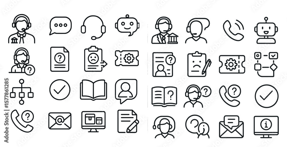 Poster collection of icons for various communication devices and services. the icons include a phone, a com