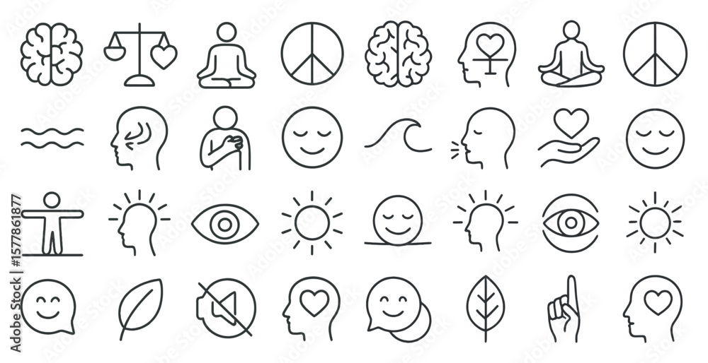 Poster collection of symbols and icons that represent various emotions and concepts. the icons include a sm