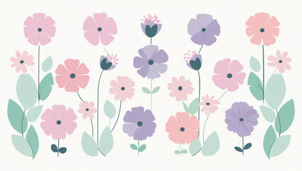 pink flowers on a blue background