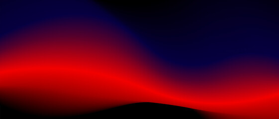 Abstract black background with blue and red gradient and waves isolated on a black. Vector illustration of background.