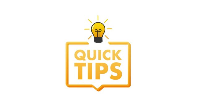 Quick Tips Animated Icon on White and Green Screen Background