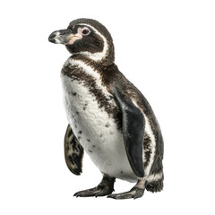 Obraz premium Isolated Humboldt penguin standing on a white background in a simple wildlife portrait