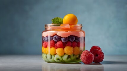 fruit salad in glass jar