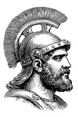 Warrior Culture and Legendary Heritage: Artistic Depiction of Greek Mythology and Regal Armor on White Background