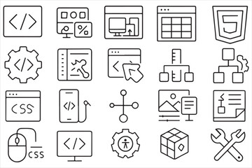 Office icons vector set: essential business symbols for web design