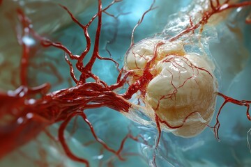 Detailed view of a large abdominal aortic aneurysm showing vascular structures and surroundings, Large abdominal aortic aneurysm