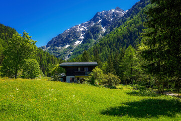 mountain hut in the swiss alps