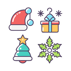 Christmas Icon Set in Flat Vector Style