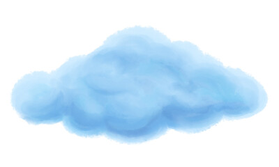 Blue clouds painted with watercolor on an isolated transparent background. Template for banner, poster, etc.