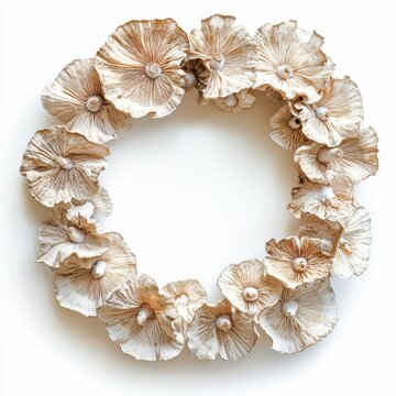 marasmius oreades fairy ring mushroom circular cluster isolated on white transparent background