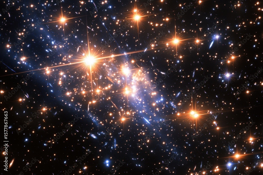 Poster horizontal motion starfield showcasing vibrant stars in a cosmic display during deep space explorati