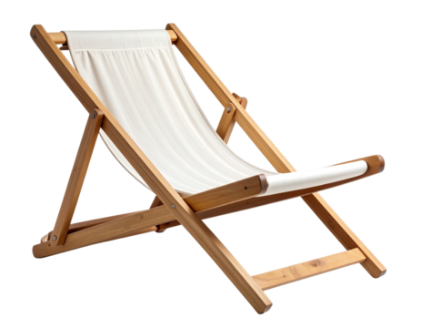 Modern Minimalist Lounge Chair with Wooden Frame – Isolated on Transparent Background