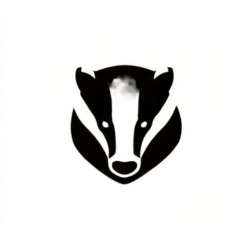 monoline badger silhouette logo simple mask in black white background