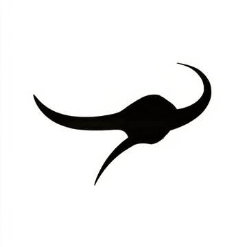 monoline bull horn logo simple black curve white background