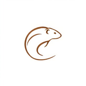 monoline vole silhouette logo simple curve in brown white background