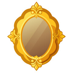 Obraz premium Ornate golden mirror with reflective surface and decorative frame 