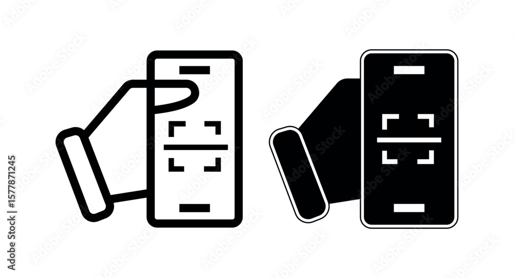 Poster QR code scan. QR code scan for ui, ux, app, website. QR code scan png and vector illustration in transparent background.