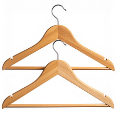 Angled Side View of Wooden Pants Hanger with Sleek Crossbar, Minimalist Design, Isolated