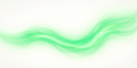 Bright Green Flowing Curve on Soft White Background – Futuristic Abstract Light Stream Design