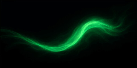 Electric Green Energy Curve on Black Background – Flowing Futuristic Abstract Light Design