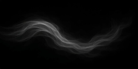 Abstract blue-white smoke wave on dark black background with smooth light flowing shape