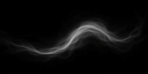 Dreamy black smoke wave swirl design on clean white background with soft elegant motion